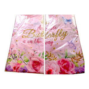 Baby Girl Pink Gold Baby Shower Photo Backdrop A Litte Butterfly Theme 5ft x 3ft